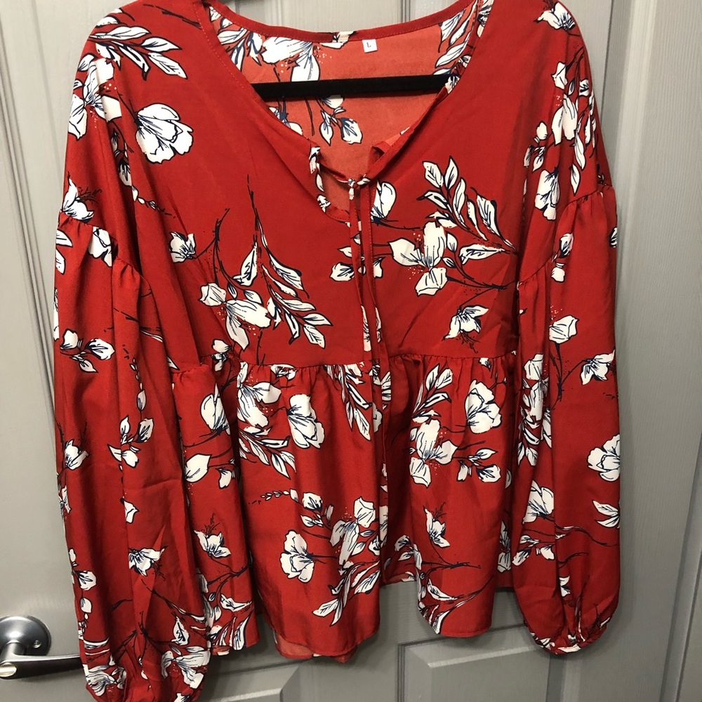 Lantern sleeved smock top